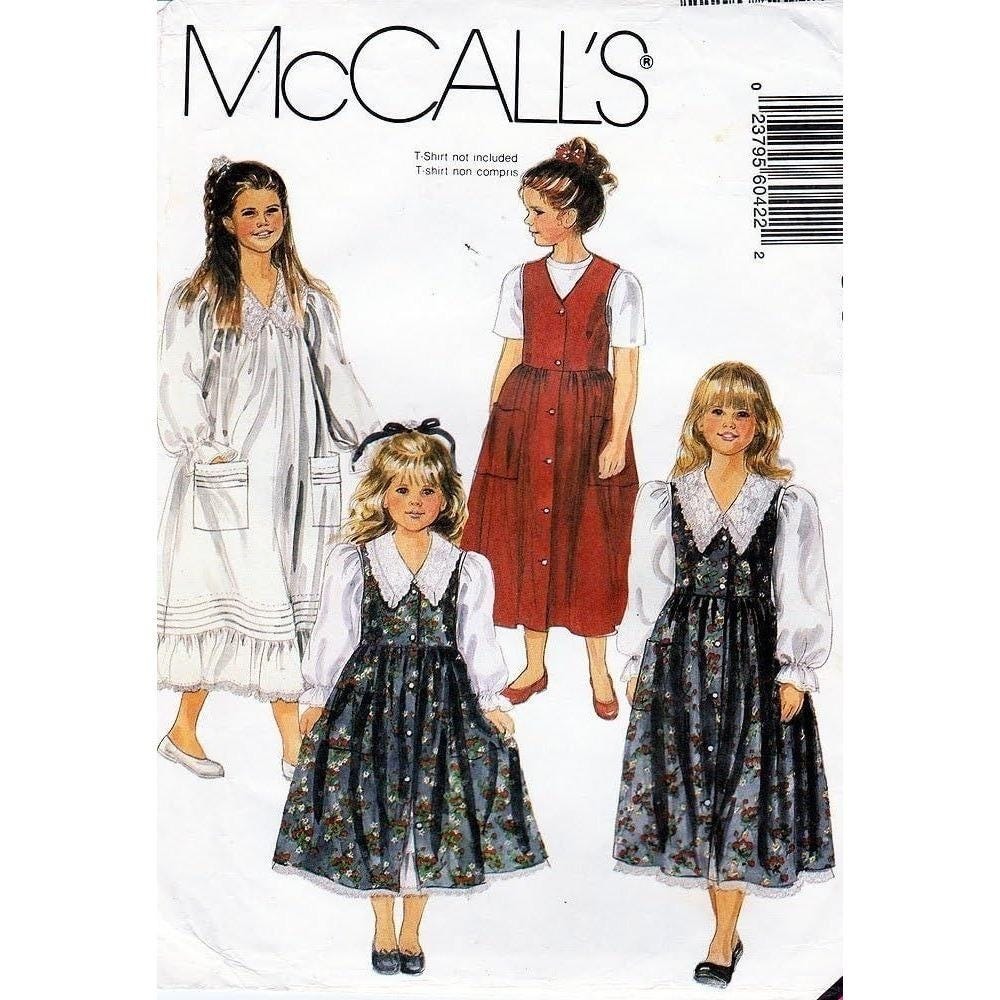 McCall's Sewing Pattern 6042 Girls Size 4-5 Dress Jumper V-Neck Vintage 1992